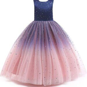 Brand New Girls Navy Pink Tulle Wedding Dress 13-14Y